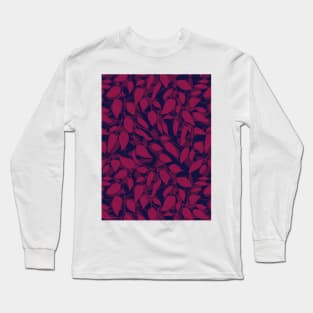 Minimalist Leaf Line Art Illustration as a Seamless Surface Pattern Design Long Sleeve T-Shirt